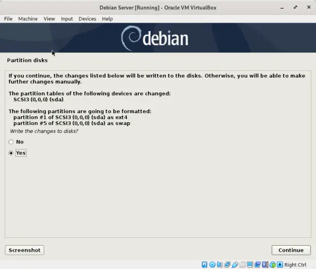 Partitioning confirmation