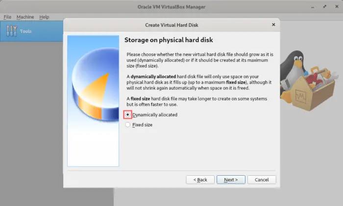 Configures the storage type of the hard disk