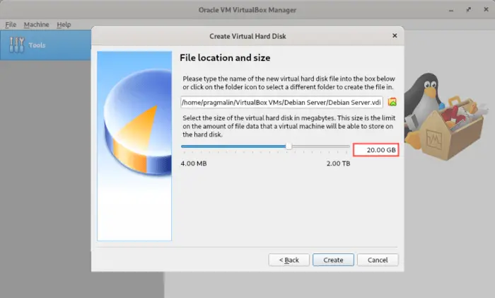 Illustrates how the hard disk size is configured