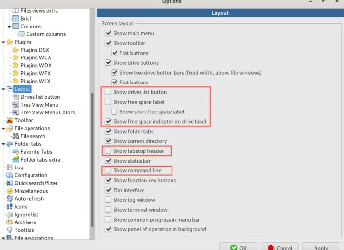 Screenshot that illustrates how to customize the program layout