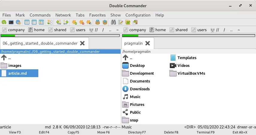 Screenshot of what the Double Commander dual pane file manager looks like