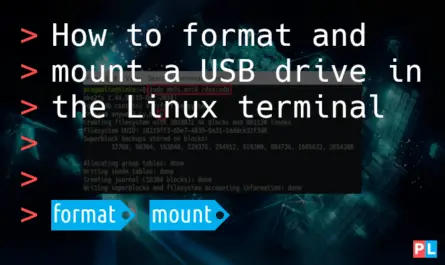 Feature image for the blog article about how to format and mount a USB drive in the Linux terminal