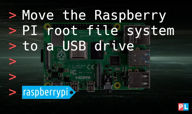 Feature image for the article about moving the Raspberry PI root file system to a USB drive