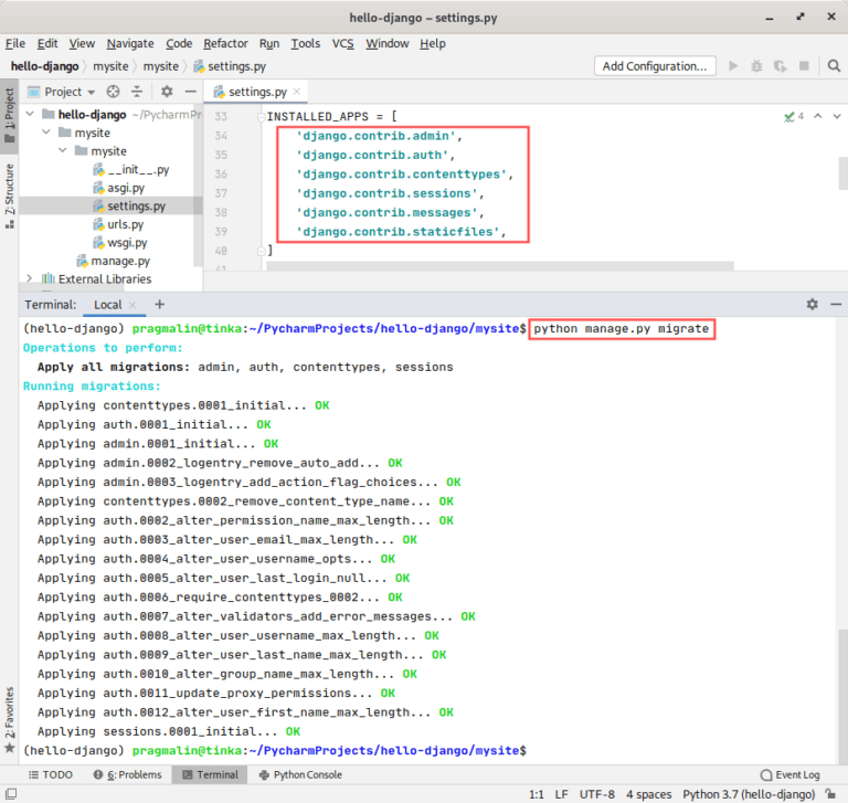 Setup and debug a Django app in PyCharm Community Edition - PragmaticLinux
