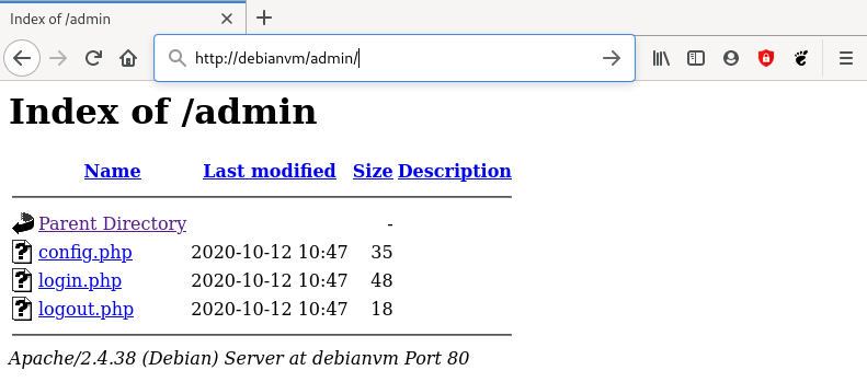 Browser screenshot that show what happens if directory browsing is allowed in the Apache HTTP server configuration.