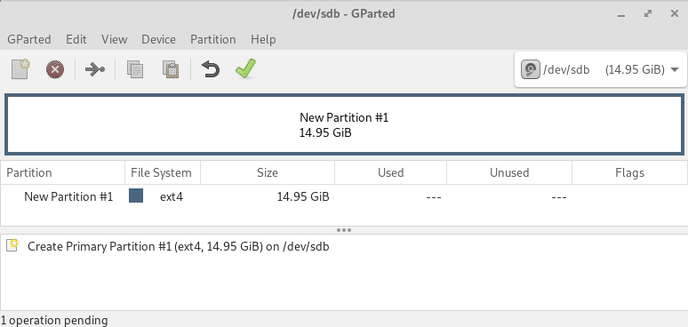GParted screen animation that shows you how to actually format the new partition on the USB drive.