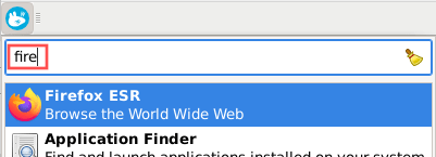 Screenshot that illustrate the improve work flow for starting applications through the Whisker menu, without having to use your mouse. Simply press the SUPER key, start typing the name of the application and hit ENTER once the application is highlighted in the search results.