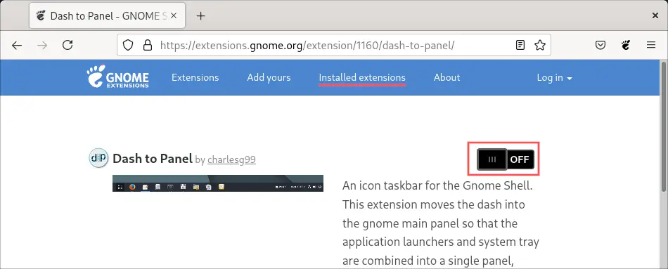 Configuring and customizing the desktop environment is the fifth thing to do after installing openSUSE Tumbleweed. This screenshot shows how to install a new GNOME Extension through the Firefox web browser.