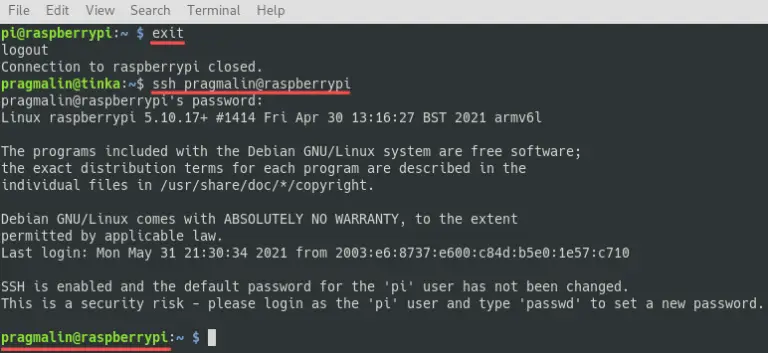 Delete the pi user from your Raspberry PI PragmaticLinux