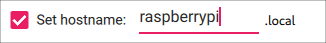 Screenshot of the Raspberry PI advanced options that shows how to configure a custom hostname.