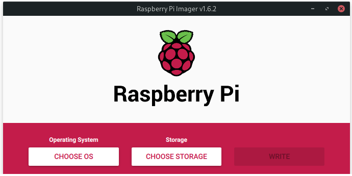 Screenshot of the main window of the Raspberry PI Imager application.