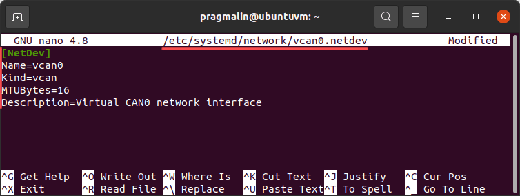Creating a netdev file in the "/etc/systemd/network" directory to automatically create a virtual CAN interface on Linux with name vcan0.