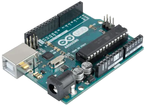 Arduino Uno board picture. This board will be used for testing purposes to monitor the serial port on Linux.