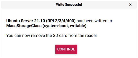 Write complete dialog of the Raspberry PI Image software.