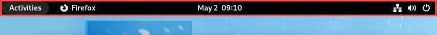 Partial screenshot of the Gnome desktop that highlights where the top bar is located.
