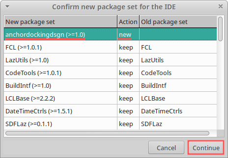 Confirmation dialog before rebuilding the Lazarus IDE, after selecting packages to install or remove.