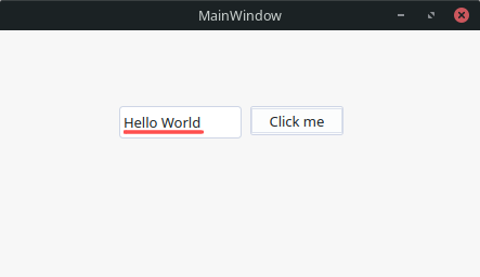 Screenshot of the finished hello world QT5 application.